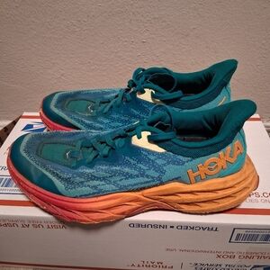 Hoka One One Women's Teal and Orange Athletic Shoes